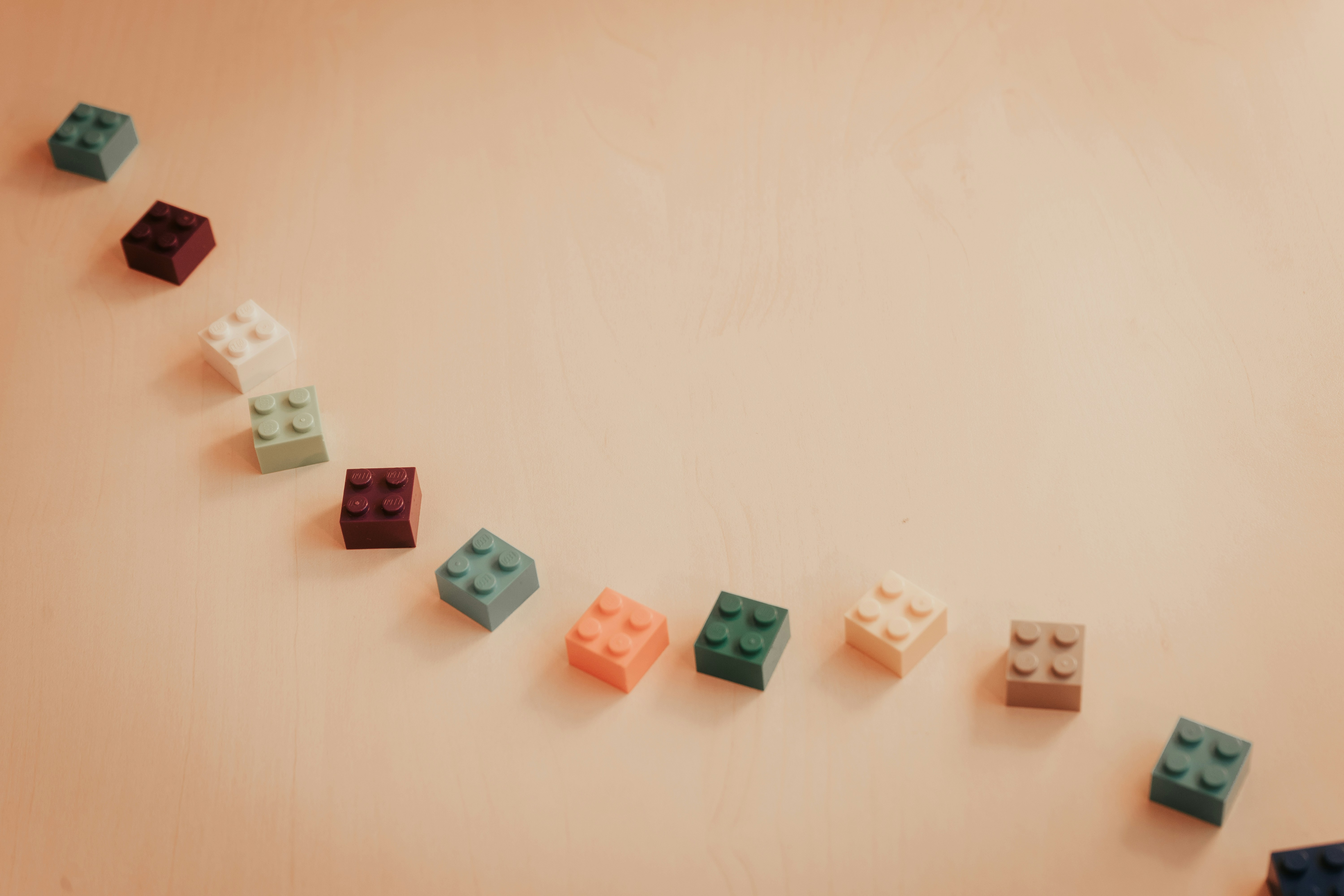 a row of legos sitting on top of a table